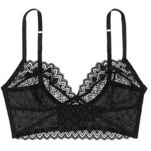 KIKI DE MONTPARNASSE Miel Stretch Lace Longline Bra BLACK SMALL NWOT